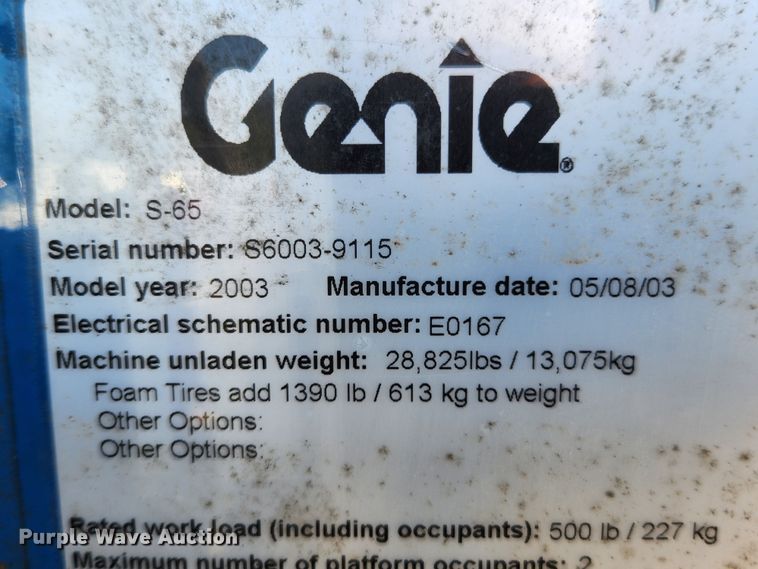 image for item MK9388 2003 Genie S-65  boom lift