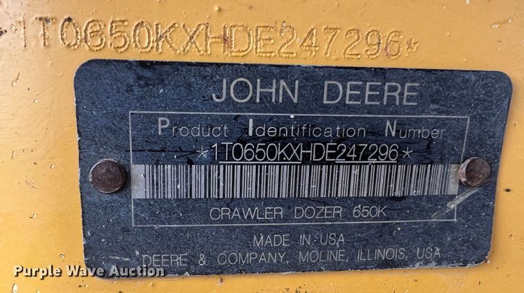 image for item MR9944 2013 John Deere 650K LGP  dozer