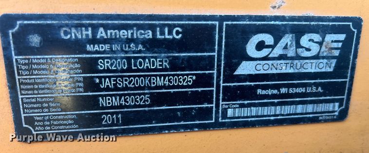 image for item MR9945 2011 Case SR200  skid steer loader