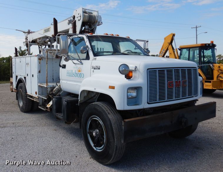 image for item DB7836 1991 GMC TopKick C6500  digger derrick truck