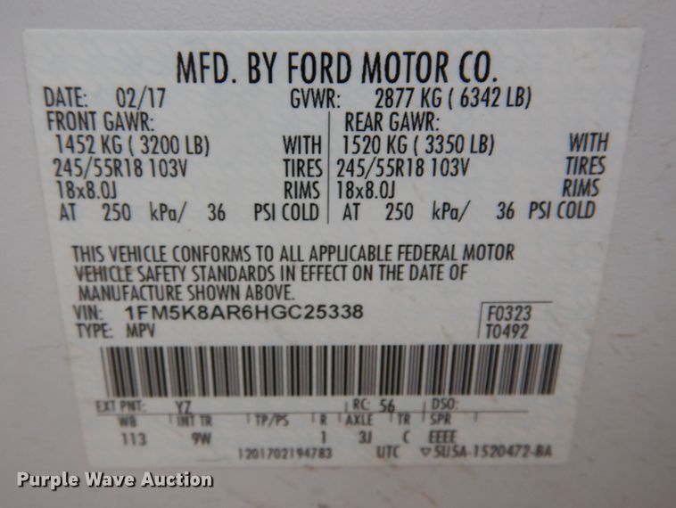 image for item DF8144 2017 Ford Explorer Police Interceptor  SUV