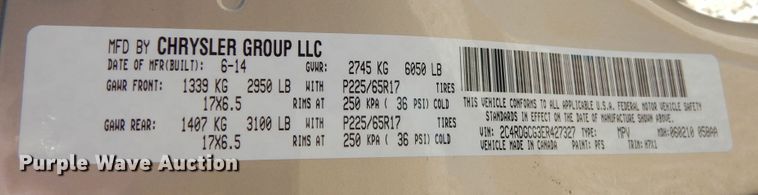 image for item DI6754 2014 Dodge Grand Caravan SXT  van
