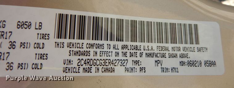 image for item DI6754 2014 Dodge Grand Caravan SXT  van