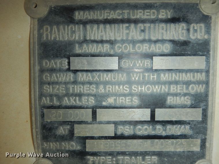 image for item DM3220 1998 Ranch  bottom dump trailer