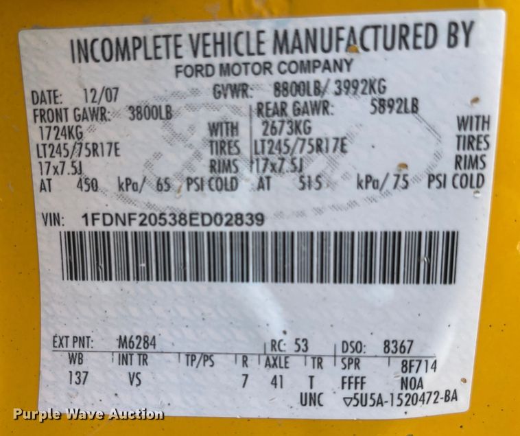 image for item DN7437 2008 Ford F250 Super Duty XL  utility bed pickup truck