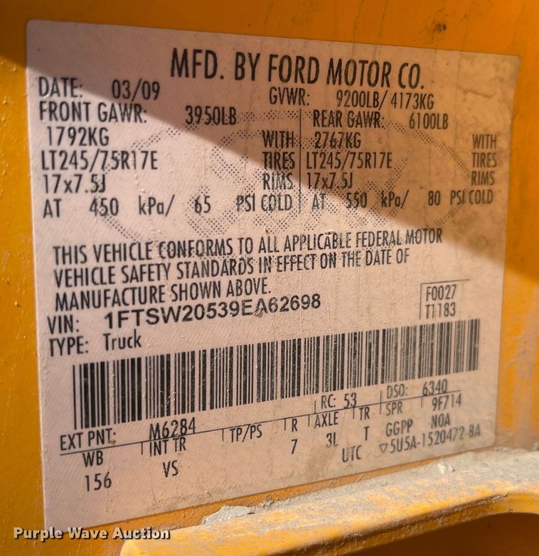 image for item DN7452 2009 Ford F250 Super Duty XL  Crew Cab pickup truck