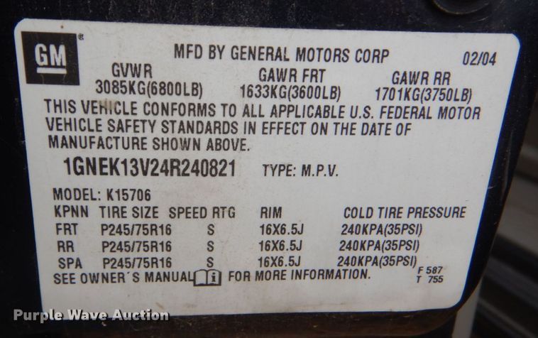 image for item DO1631 2004 Chevrolet Tahoe  SUV