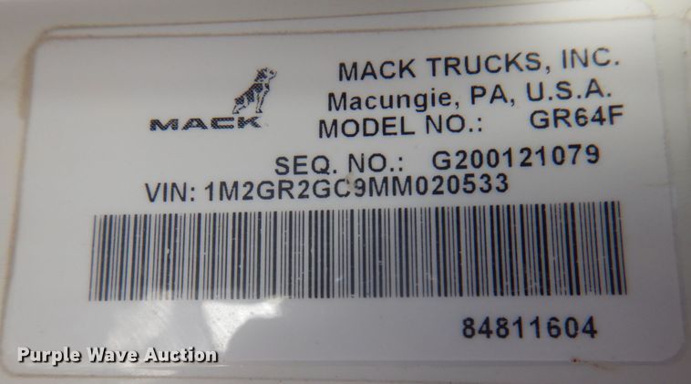 image for item DP0366 2021 Mack Granite GR64F  dump truck