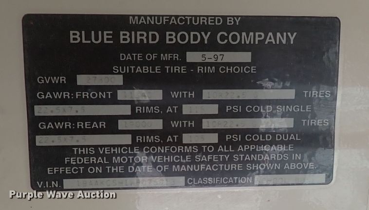 image for item DQ2997 1998 Blue Bird  school bus