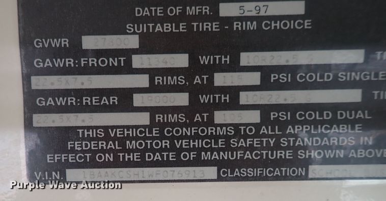 image for item DQ2997 1998 Blue Bird  school bus