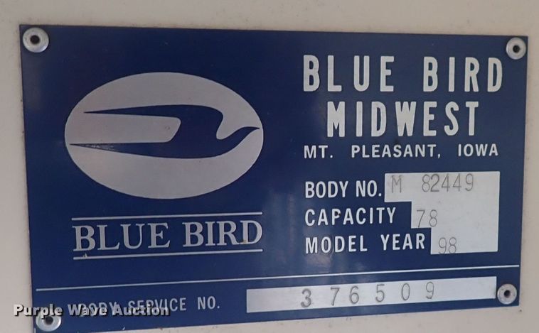 image for item DQ2997 1998 Blue Bird  school bus