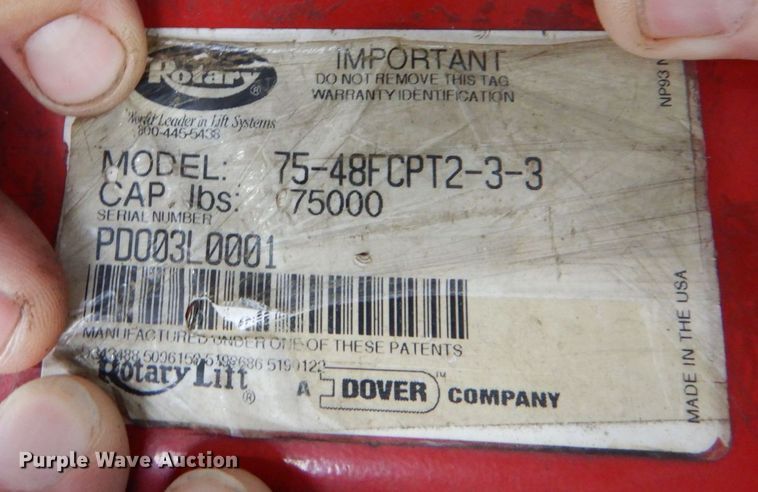 image for item DQ7241 Rotary 75-48FCPT2-3-3  automotive lift