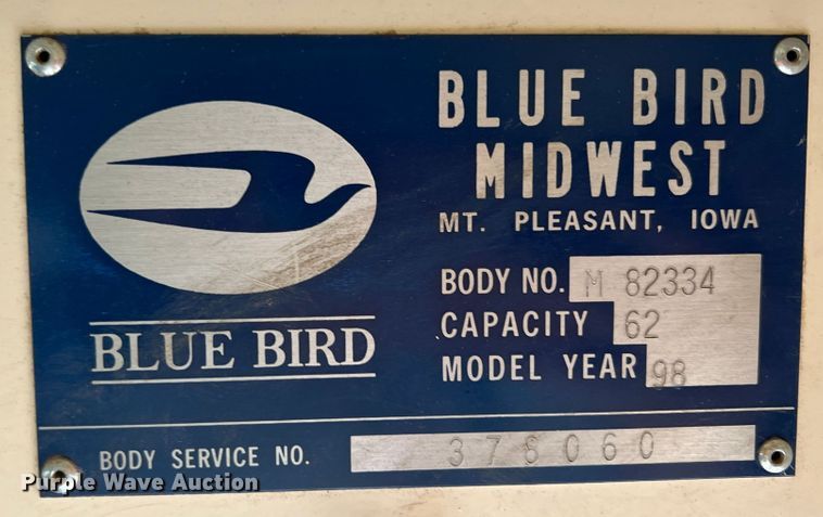 image for item HX9982 1997 Chevrolet B7 Bluebird  school bus