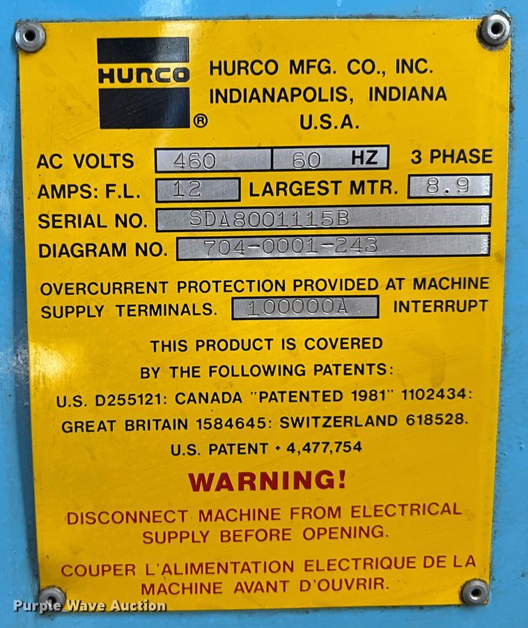 image for item IA9237 Hurco  milling machine