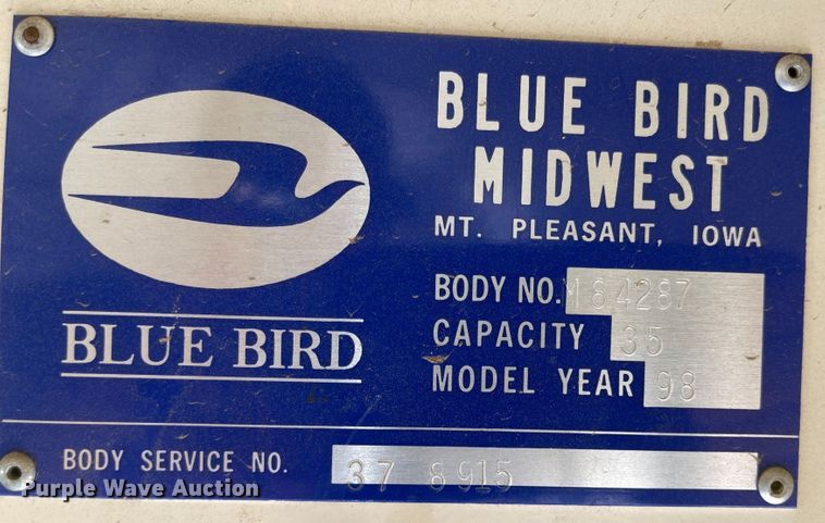 image for item JD9253 1997 Blue Bird  school bus