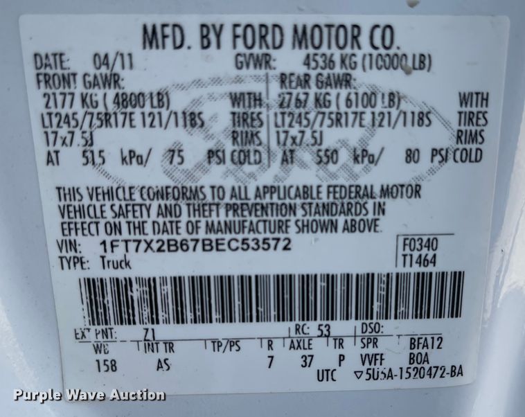 image for item JD9309 2011 Ford F250 Super Duty XL  SuperCab pickup truck