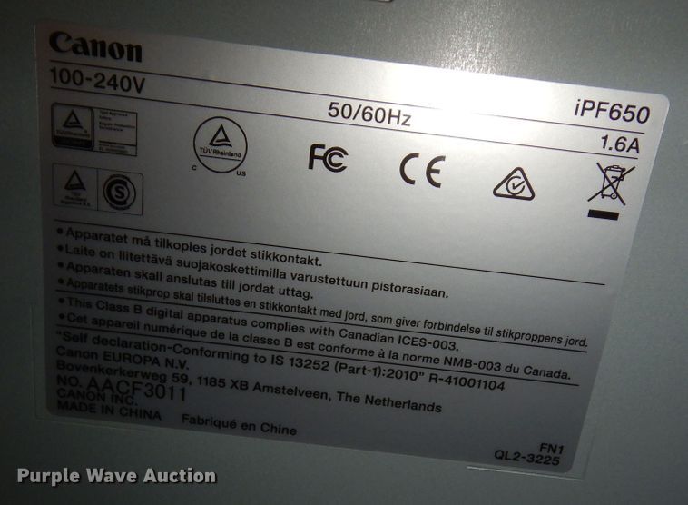 image for item KF9215 Canon ImagePrograf iPF650  printer