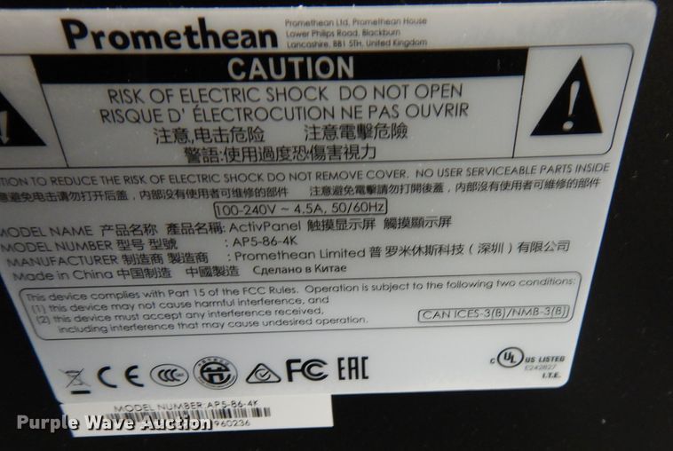 image for item KF9225 Promethean  Smartboard interactive display