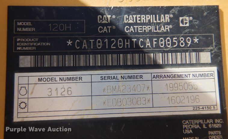 image for item KO9929 2005 Caterpillar 120H  motor grader