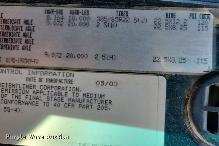 image for item KW9498 2004 Sterling L8500  dump truck