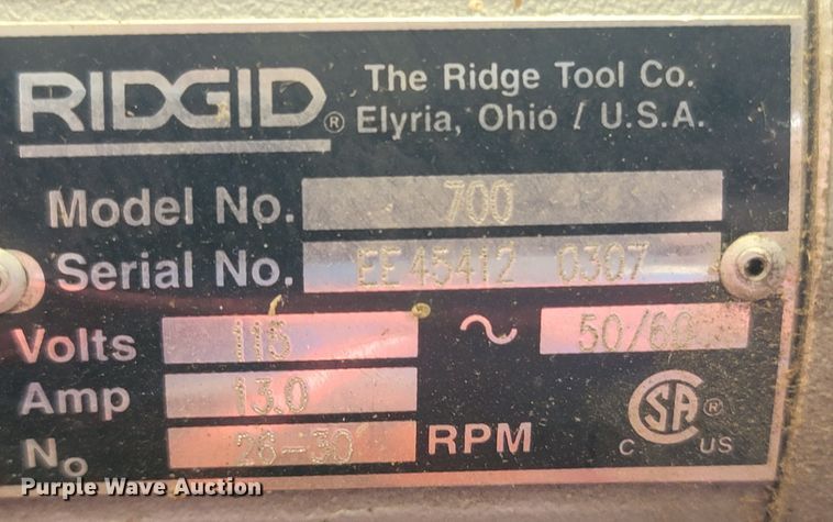 image for item LN9660 Ridgid 700  pipe threader