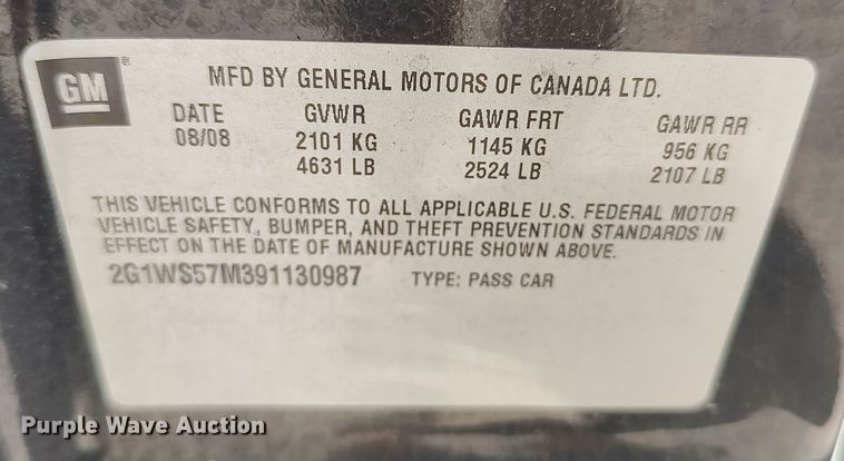 image for item LU9074 2009 Chevrolet Impala Police