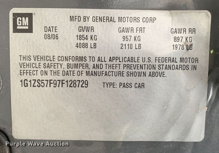 image for item MH9831 2007 Chevrolet Malibu