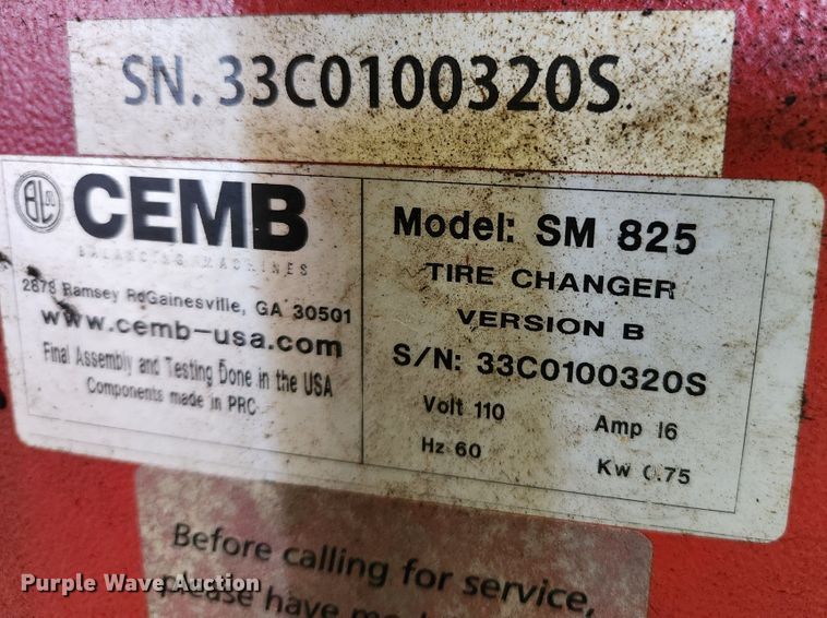 image for item MK9425 Cemb SM825  tire machine