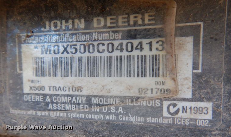 image for item MU9763 John Deere X500  lawn mower