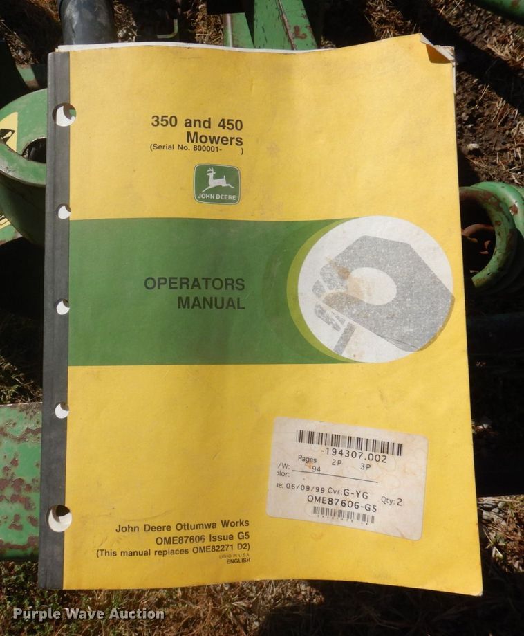 image for item MU9766 John Deere 350  sickle mower