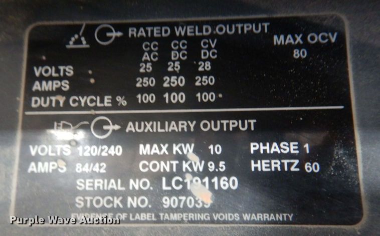 image for item MW9296 Miller Bobcat 250 NT  welder/generator