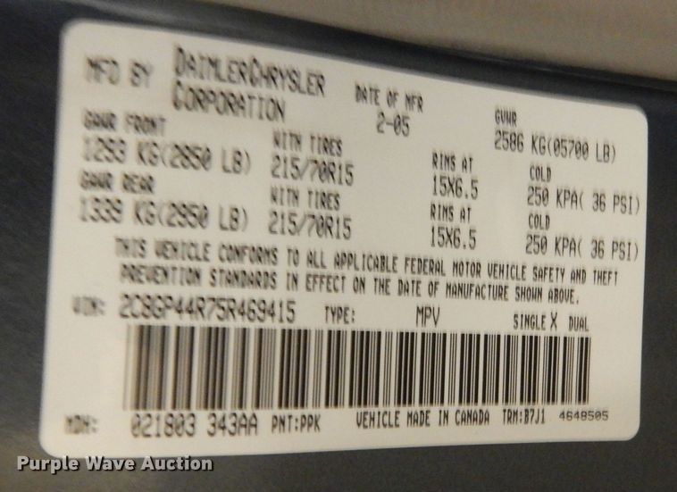 image for item DI6763 2005 Chrysler Town & Country LX  van