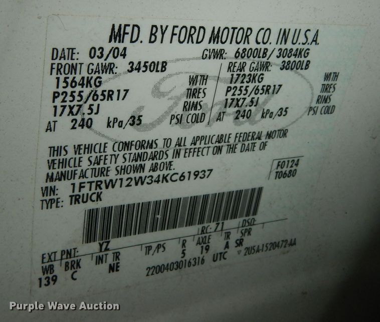 image for item DI6772 2004 Ford F150 XLT  SuperCrew pickup truck