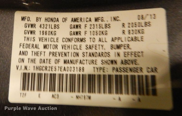 image for item DI6773 2014 Honda Accord Sport