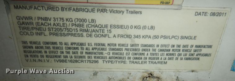 image for item DI6779 2012 Victory  enclosed cargo trailer