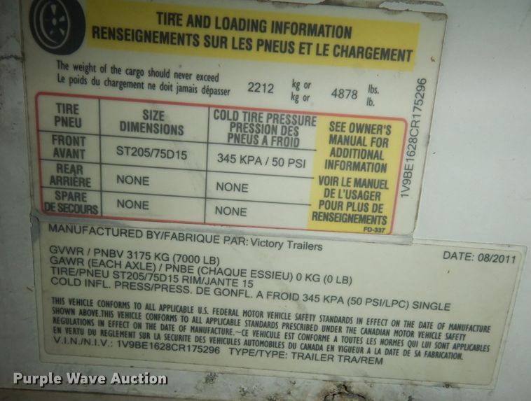 image for item DI6779 2012 Victory  enclosed cargo trailer