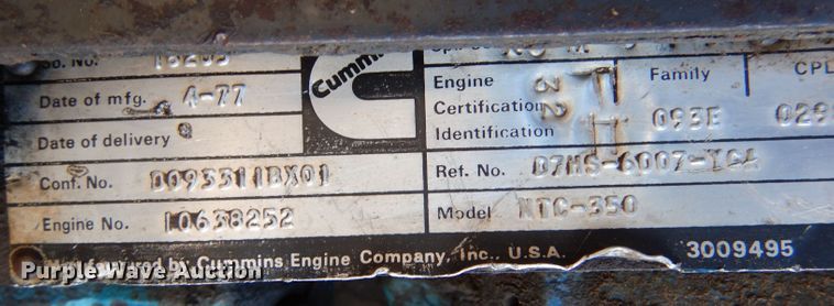 image for item DK7287 1977 Cummins NTC-350  engine