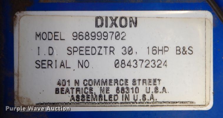 image for item DK7289 Dixon Speed ZTR30  ZTR lawn mower