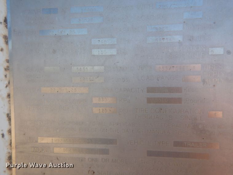 image for item DM3208 2014 Wilkens OF2WA22BCFSTU  walking floor trailer