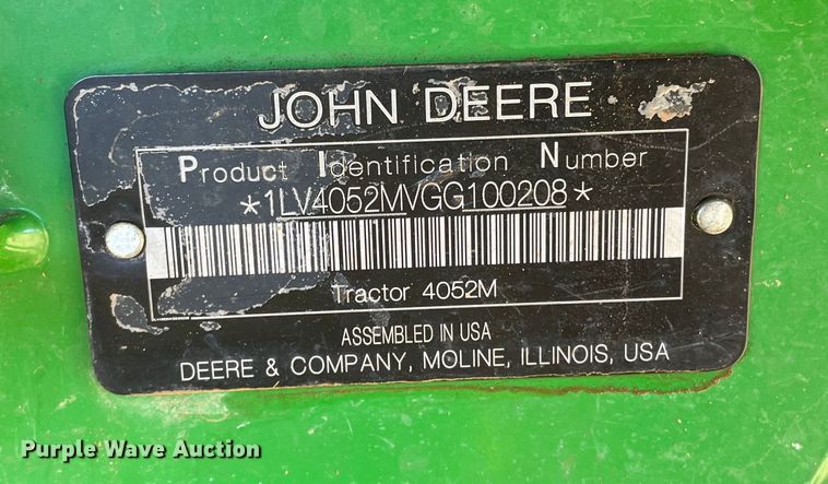 image for item DN4496 2016 John Deere 4052M  MFWD tractor