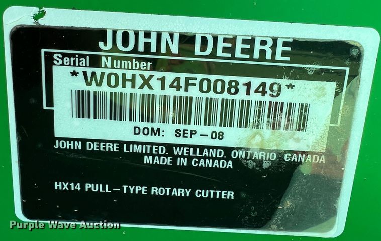 image for item DO8830 John Deere HX14  rotary mower