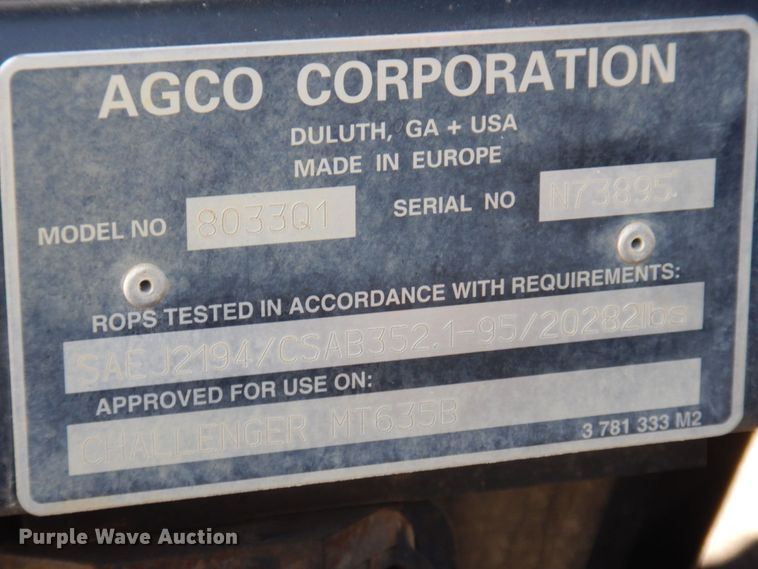 image for item DP0364 2008 Challenger MT635B  MFWD tractor