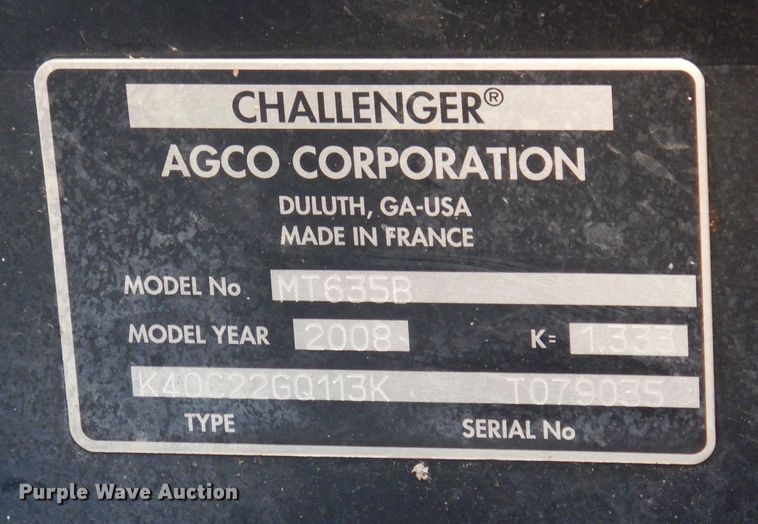 image for item DP0364 2008 Challenger MT635B  MFWD tractor