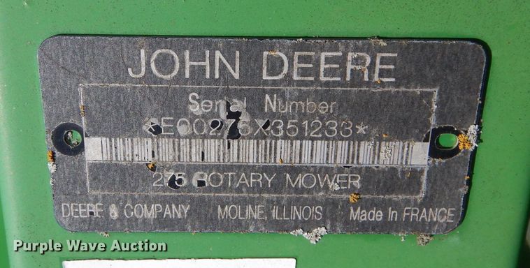 image for item DS6285 John Deere 275  rotary mower