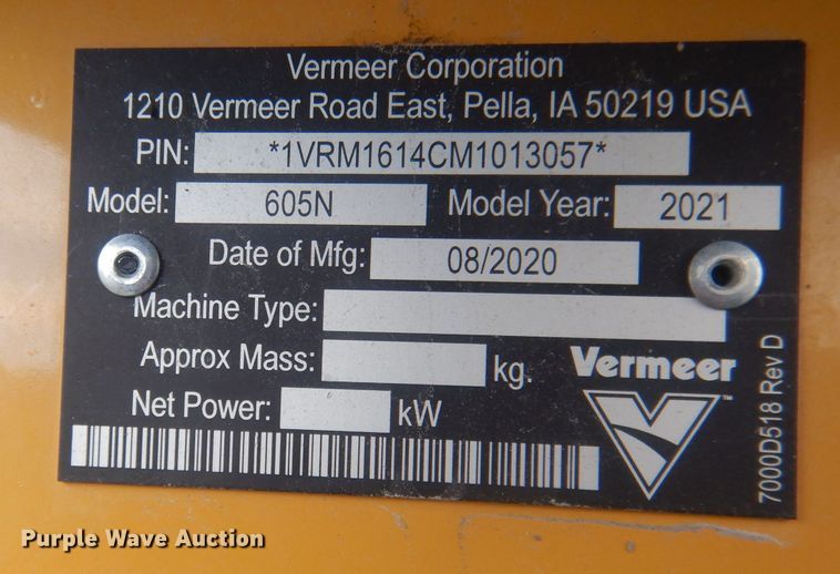 image for item HU9452 2021 Vermeer 605N Cornstalk Special  round baler