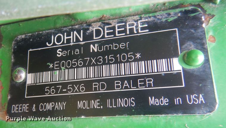 image for item HU9455 2005 John Deere 567  round baler