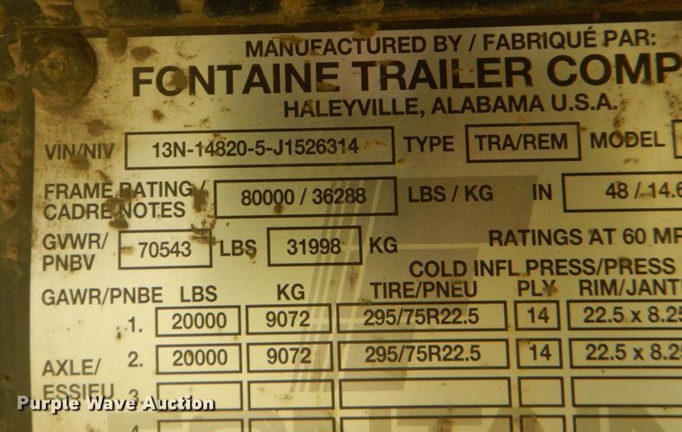 image for item DO1594 2018 Fontaine HAICF12WSA  flatbed trailer