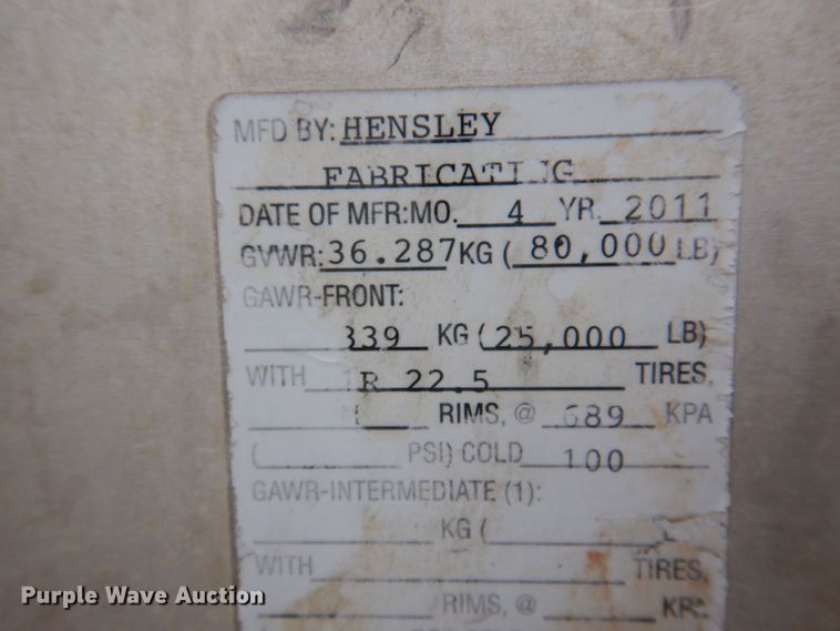 image for item DP0370 2011 Hensley ATLW-36-32-8  feed delivery trailer