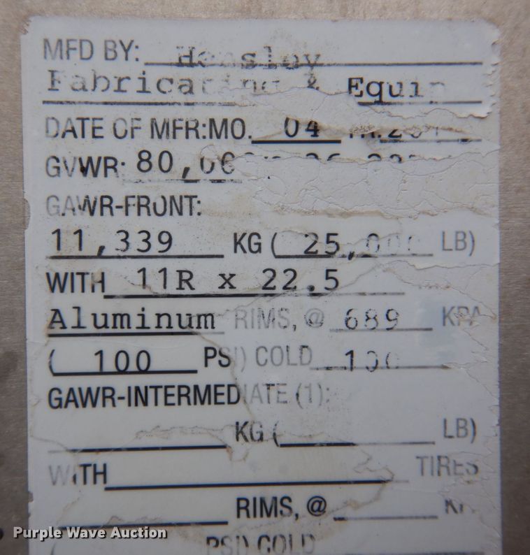 image for item DP0371 2011 Hensley ATLW-36-32-8  feed delivery trailer