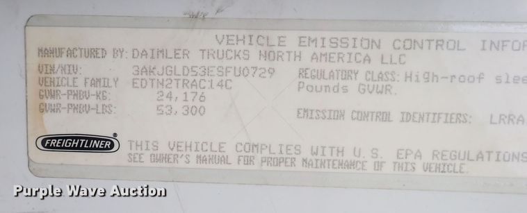 image for item DQ2977 2014 Freightliner Cascadia Evolution  semi truck